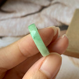 17mm A-Grade Natural Moss On Snow Jadeite Ring Band No.162124