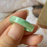 17mm A-Grade Natural Moss On Snow Jadeite Ring Band No.162124