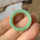 17mm A-Grade Natural Moss On Snow Jadeite Ring Band No.162124