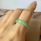 17mm A-Grade Natural Moss On Snow Jadeite Ring Band No.162124