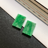 9.9ct A-Grade Natural Green Jadeite Rectangle Pair No.130251