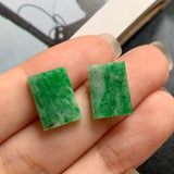 9.9ct A-Grade Natural Green Jadeite Rectangle Pair No.130251