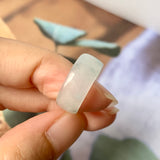 SOLD OUT: 16.1mm A-Grade Natural White Jadeite Abacus Ring Band No.220595