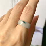 SOLD OUT: 16.1mm A-Grade Natural White Jadeite Abacus Ring Band No.220595