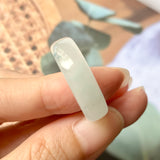 SOLD OUT: 22.3mm A-Grade Natural White Jadeite Abacus Ring Band No.220594