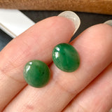 3.65ct A-Grade Natural Green Jadeite Oval Cabochon Pair No.180258