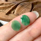 3.65ct A-Grade Natural Green Jadeite Oval Cabochon Pair No.180258