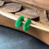 A-Grade Natural Green Jadeite Donut Earring Pair No.180257