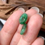 A-Grade Natural Green Jadeite Donut Earring Pair No.180257