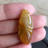 Icy A-Grade Natural Golden Jadeite Goldfish Pendant No.170390