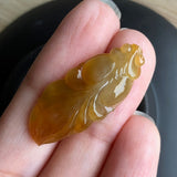 Icy A-Grade Natural Golden Jadeite Goldfish Pendant No.170390