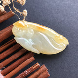 A-Grade Type A Natural Jadeite Jade Sparrow Ruyi Pendant No.170095