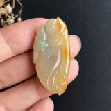 A-Grade Type A Natural Jadeite Jade Sparrow Ruyi Pendant No.170095