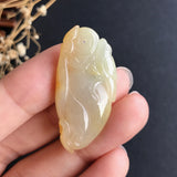 A-Grade Type A Natural Jadeite Jade Sparrow Ruyi Pendant No.170095