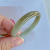 51.7mm A-Grade Jadeite Yellow And Green Modern Oval Bangle No.330001