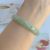 51.7mm A-Grade Jadeite Yellow And Green Modern Oval Bangle No.330001