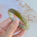 51.7mm A-Grade Jadeite Yellow And Green Modern Oval Bangle No.330001