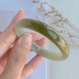 51.7mm A-Grade Jadeite Yellow And Green Modern Oval Bangle No.330001