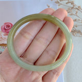 51.7mm A-Grade Jadeite Yellow And Green Modern Oval Bangle No.330001