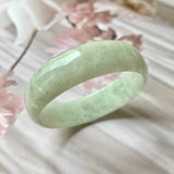 49.4mm A-Grade Natural Light Green Jadeite Modern Round Bangle No.151329