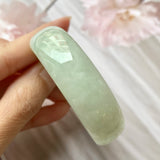 49.4mm A-Grade Natural Light Green Jadeite Modern Round Bangle No.151329