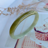 50.7mm A-Grade Jadeite Yellow And Green Modern Oval Bangle No.330002