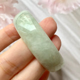 49.4mm A-Grade Natural Light Green Jadeite Modern Round Bangle No.151329