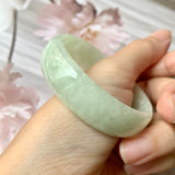 49.4mm A-Grade Natural Light Green Jadeite Modern Round Bangle No.151329