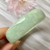 49.3mm A-Grade Natural Light Green Jadeite Modern Round Bangle No.151330