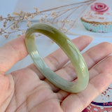 50.7mm A-Grade Jadeite Yellow And Green Modern Oval Bangle No.330002