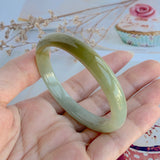 50.7mm A-Grade Jadeite Yellow And Green Modern Oval Bangle No.330002