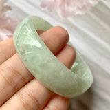 49.3mm A-Grade Natural Light Green Jadeite Modern Round Bangle No.151330