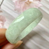 49.3mm A-Grade Natural Light Green Jadeite Modern Round Bangle No.151330