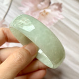 49.3mm A-Grade Natural Light Green Jadeite Modern Round Bangle No.151330