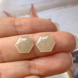 SOLD OUT - 6.55 cts A-Grade Natural Faint Yellow Jadeite Hexagon Pair No.180401