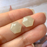 SOLD OUT - 6.55 cts A-Grade Natural Faint Yellow Jadeite Hexagon Pair No.180401