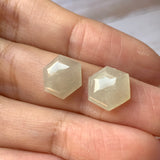 SOLD OUT - 6.55 cts A-Grade Natural Faint Yellow Jadeite Hexagon Pair No.180401