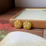 7.25 cts A-Grade Natural Yellow Jadeite Hibiscus Pair Shape No.180158