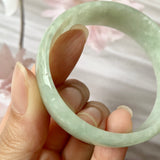 49.4mm A-Grade Natural Light Green Jadeite Modern Round Bangle No.151331