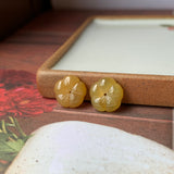7.25 cts A-Grade Natural Yellow Jadeite Hibiscus Pair Shape No.180158