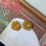 7.25 cts A-Grade Natural Yellow Jadeite Hibiscus Pair Shape No.180158