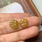 7.25 cts A-Grade Natural Yellow Jadeite Hibiscus Pair Shape No.180158