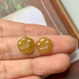7.25 cts A-Grade Natural Yellow Jadeite Hibiscus Pair Shape No.180158