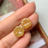 7.25 cts A-Grade Natural Yellow Jadeite Hibiscus Pair Shape No.180158
