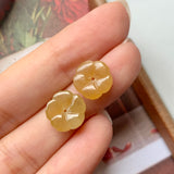 7.25 cts A-Grade Natural Yellow Jadeite Hibiscus Pair Shape No.180158