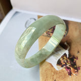 53.5 mm A-Grade Natural Green Jadeite Modern Round Bangle No.151951