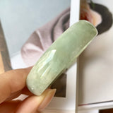 53.5 mm A-Grade Natural Green Jadeite Modern Round Bangle No.151951