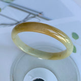 49.6mm A-Grade Jadeite Yellow And Green Modern Oval Bangle No.330004