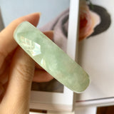 53.5 mm A-Grade Natural Green Jadeite Modern Round Bangle No.151951