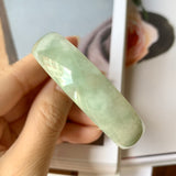 53.5 mm A-Grade Natural Green Jadeite Modern Round Bangle No.151951